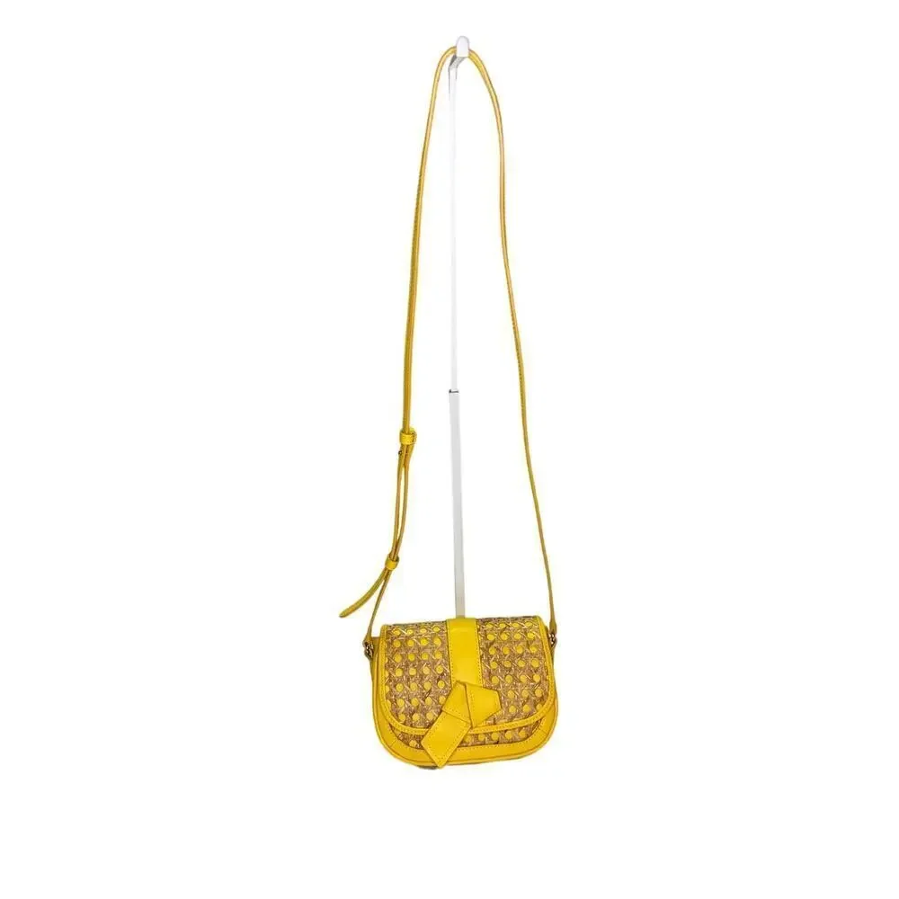 Talbots Yellow Bow and Basket Weave Crossbody Purse | Dressy | Party | Summer